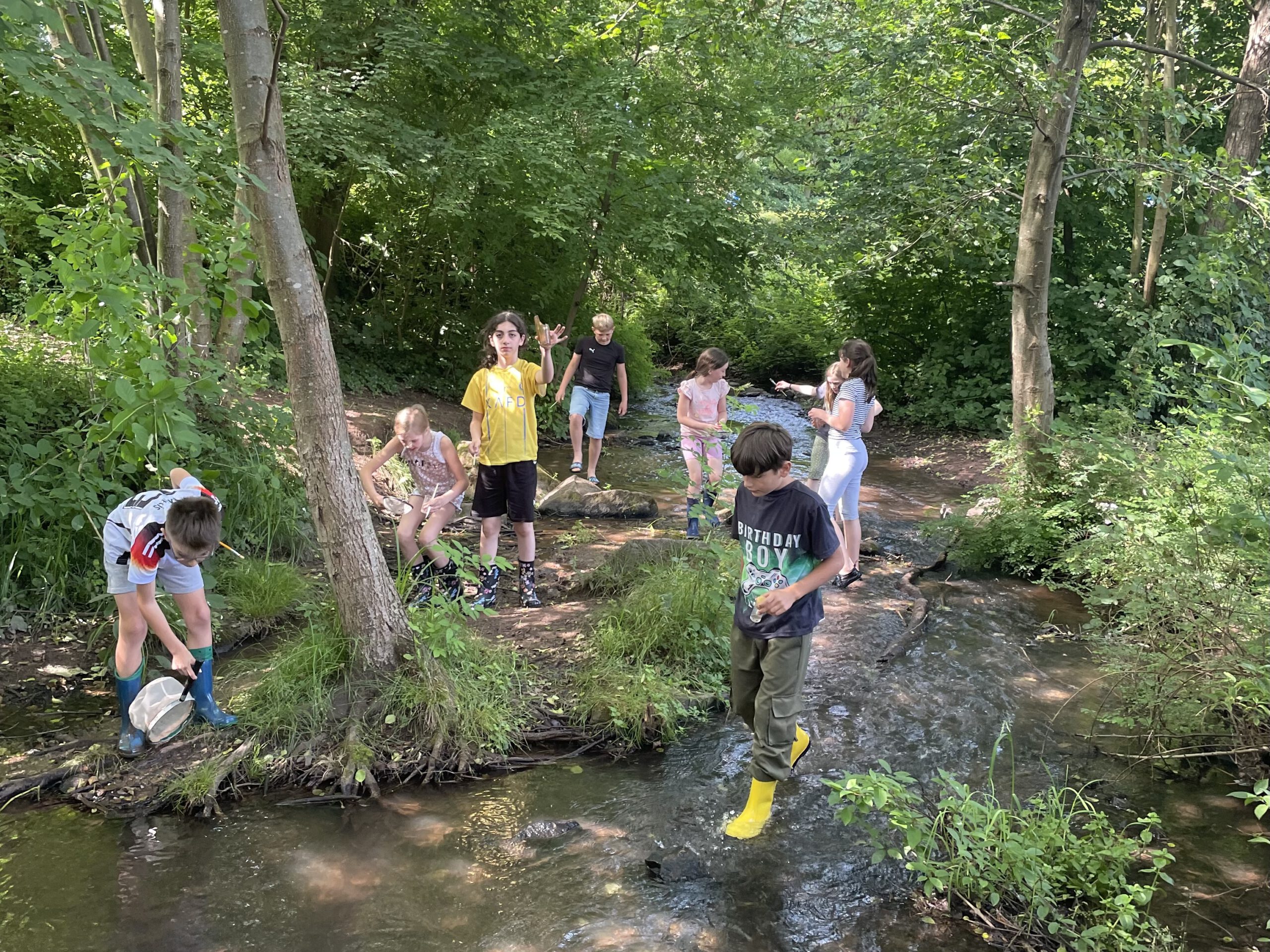 Wassertag 2025: Junge Entdecker aus den Klassen 4b und 4c erforschen den Föhrenbach